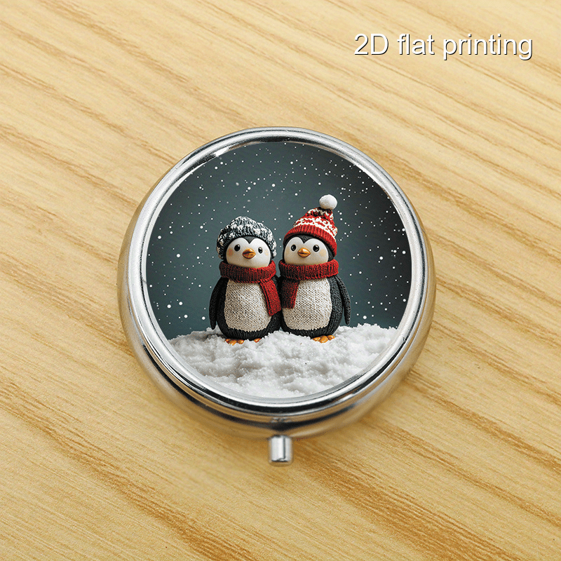 Travel Accessories As Gifts - Kotak Bulat 7 Pola Penguin Musim