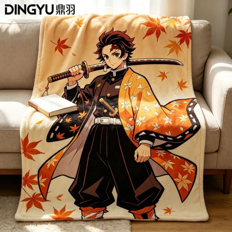 Travel Accessories As Gifts - Selimut Flanel Anime Demon Slayer Tipis