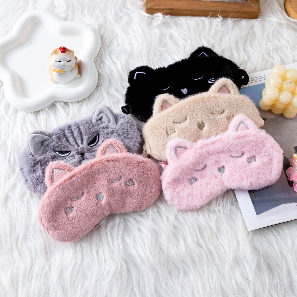 Eye Mask Sleep Travel - Masker Tidur Boneka Kucing Lucu untuk