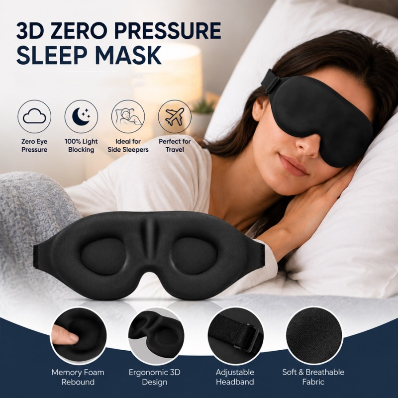 Eye Mask Sleep Travel - Masker Mata Tidur 3D Nyaman, Penahan